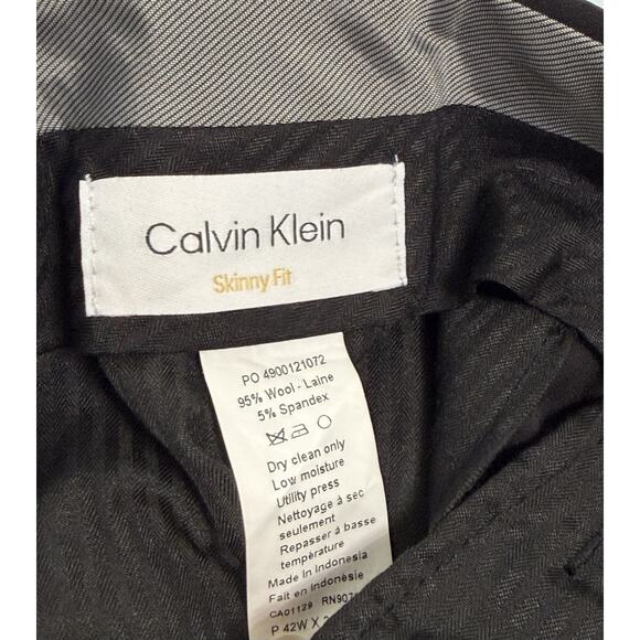 NEW Calvin Klein Mens Skinny fit Dress Pants Black Solid Flat Front 42 X 30 - Picture 3 of 3